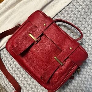 Stylish Red Leather Camera Bag